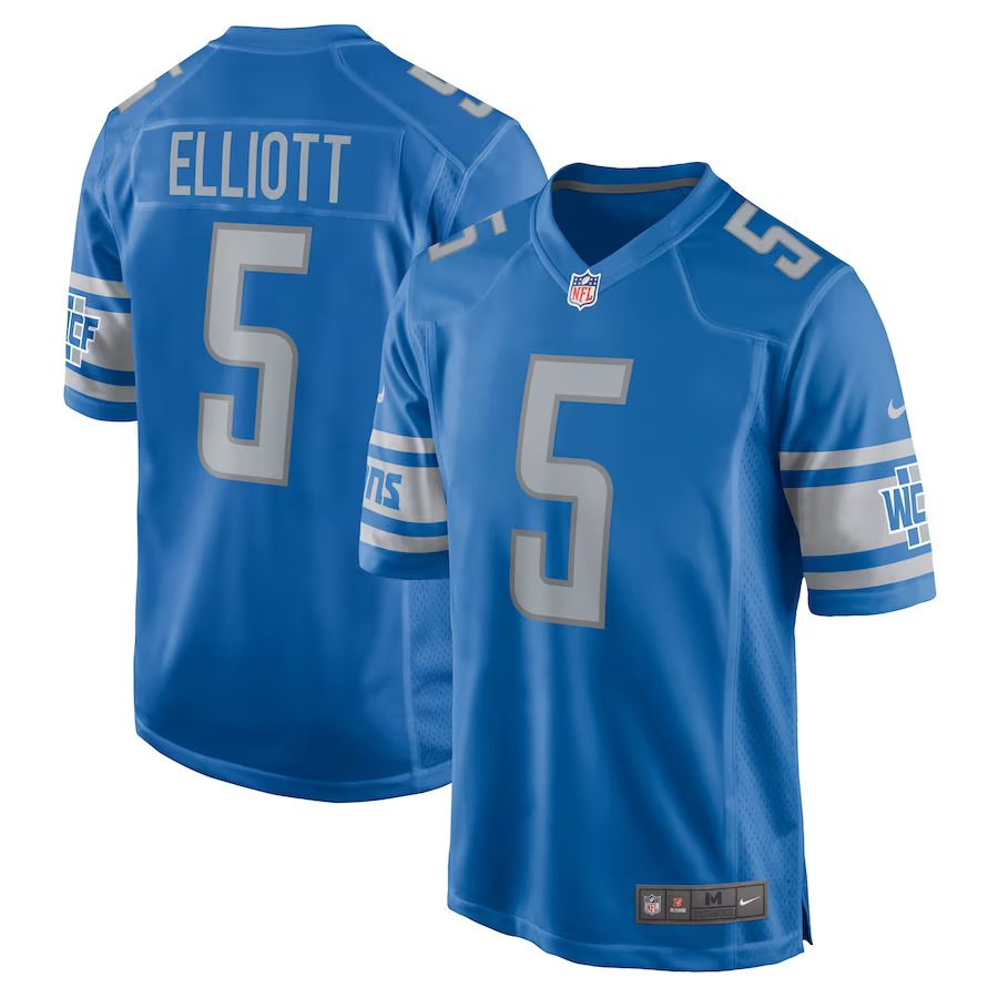 Men Detroit Lions 5 DeShon Elliott Nike Blue Player Game NFL Jersey